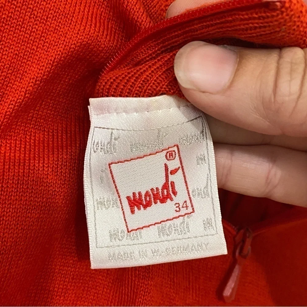 Vintage Mondi Sweater Knit High Neck Red Rust Sz 34
